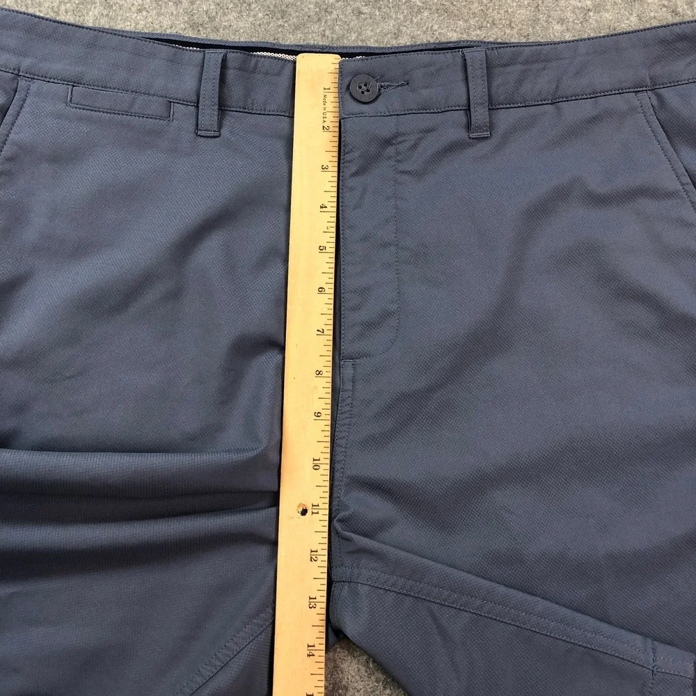 johnnie-O Mens Golf Shorts 35 Blue Performance Textured Stretch Flat Front
